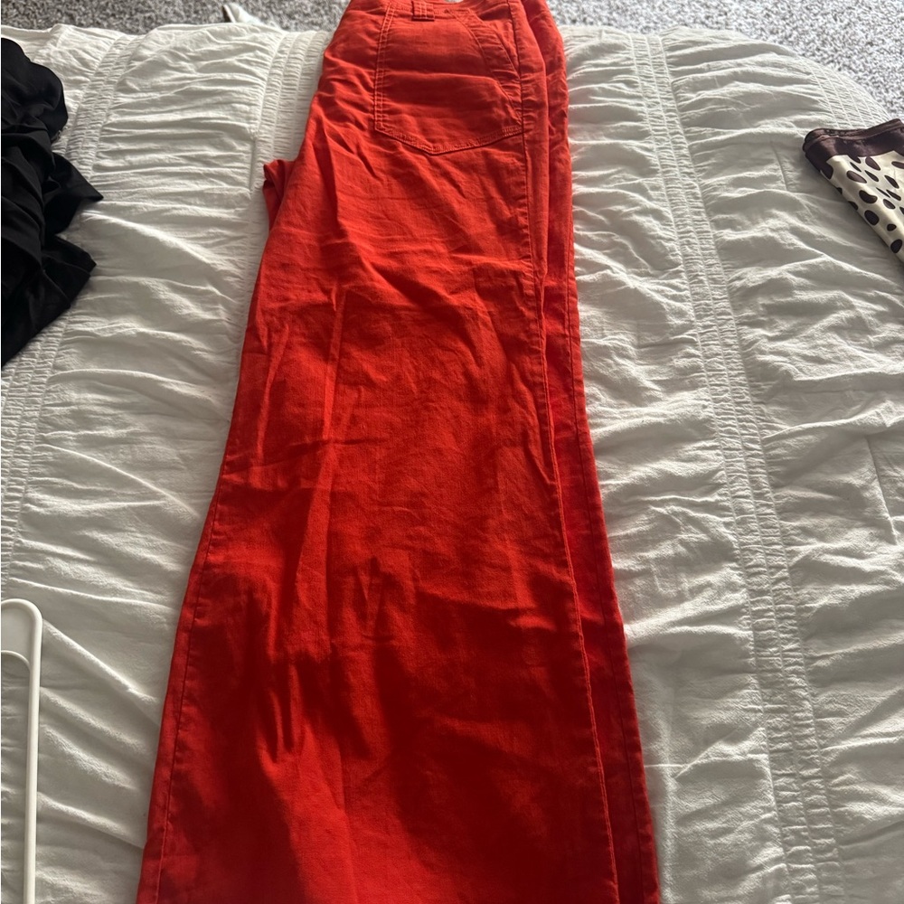 Anthropologie Red Wide Leg Pants
